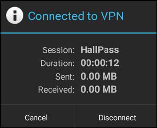 5. You are now Connected to Hallpass. Disconnecting from HallPass VPN Figure 14