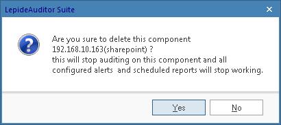 Figure 206: Warning before deleting the SharePoint's listing 3. Click "Yes". It displays the following message box asking you to restart the solution. 4.