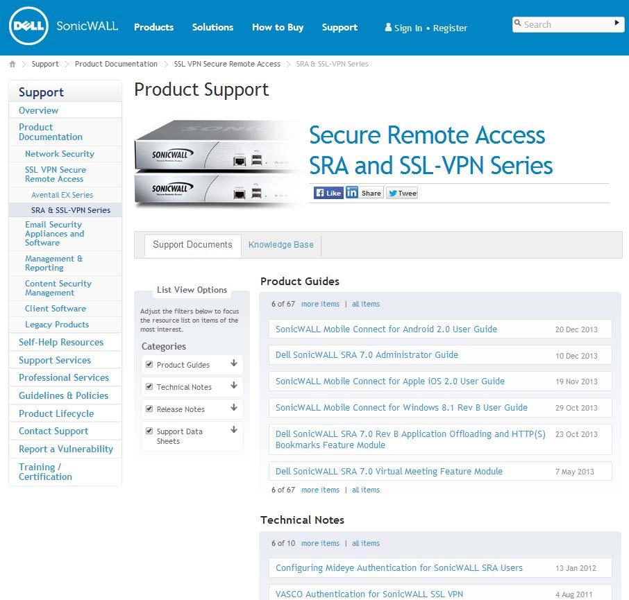 Related Technical Documentation Release Notes Related technical documentation is available on the Dell SonicWALL Online Library at: http://www.sonicwall.com/us/support.
