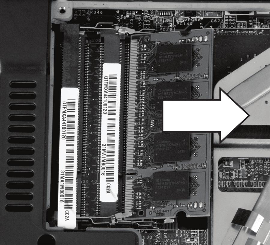 If the module does not fit, make sure that the notch in the module lines up with the tab in the memory bay. Important Use only memory modules designed for your Gateway notebook.