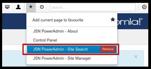 To remove the page out of Favourite, click Site Manager Menu - Component - Modules Site Manager panel contains 3 main