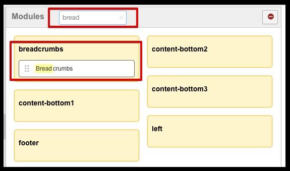 Filter The function allows users to search module by