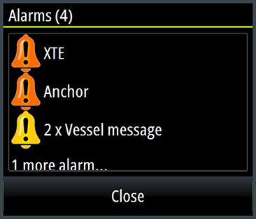 If you have enabled the siren, the alarm message will be followed by an audible alarm, and the switch for external alarm will go active.