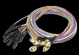 EEG Gold Cup Electrodes 10-mm (0.4-in) Diameter cups have multi-color lead wires and 2-mm (0.08-in) holes for easy paste/collodion application.
