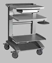 For use with any Cadwell system. Pre-assembled for U.S. shipments. Narrow Trolley Carts feature a foam handle for easy maneuvering, durable heavy duty shelves and large locking wheels.
