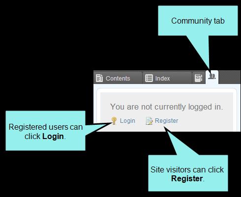 The benefits of including the Community tab in your output include: Gives site visitors the ability to register for a