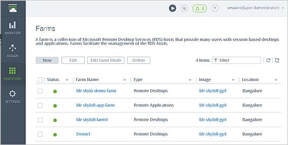 Create a Farm You create farms using the Farms page. Note The RDS-enabled assignable image is also referred to as an RDS host or an RDSH (Remote Desktop Services Host) image.