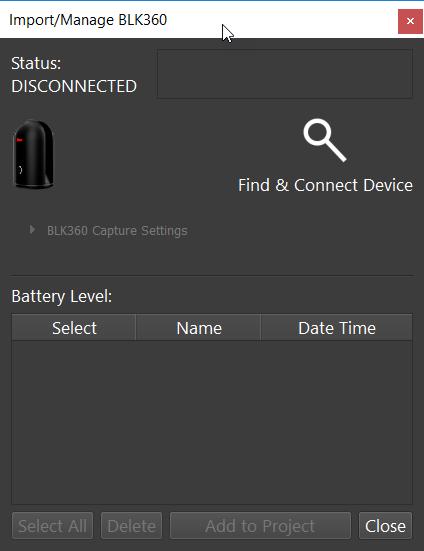 this example). The wireless password is located on the inside of the battery door of the BLK360 scanner.