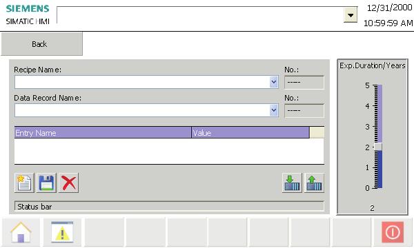 Visualizing the process 5.4 Creating the "Recipes" screen Result You have created the slider control for setting the expiration date. You can set the expiration date to a value between 0 and 5 years.
