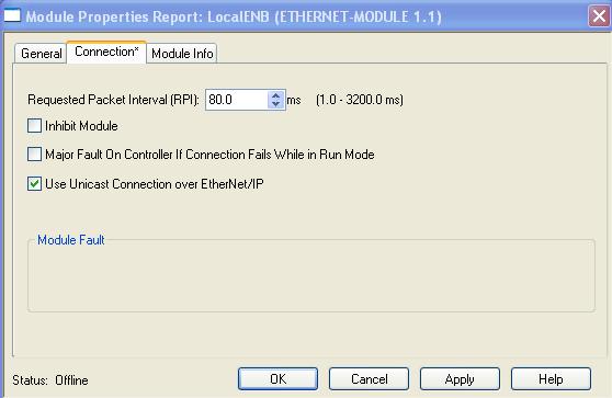 Connection Figure 20 Configuring New Module Connection Request Packet Interval (RPI): This field specifies the Requested Packet