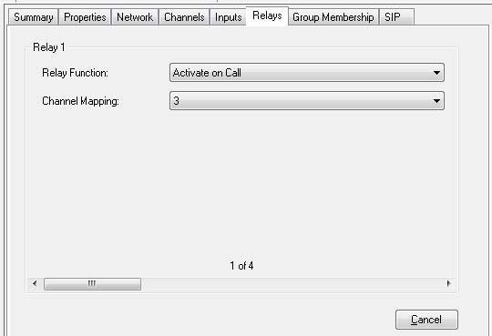 Activate on Call: When the Relay Function selection is Activate on Call, the relay will be activated during the entire time an inbound call (page) is active.