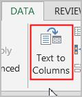 Select the entire column A (the column you wish to divide into two). Click the Data tab and click on the Text to Columns in the Data Tools Group.