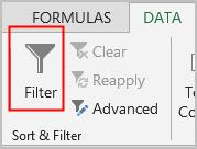 In order for filtering to work correctly, your worksheet should include a header row, which is used to identify the name of each column such as in our example, Order Date, Item, Region, etc.