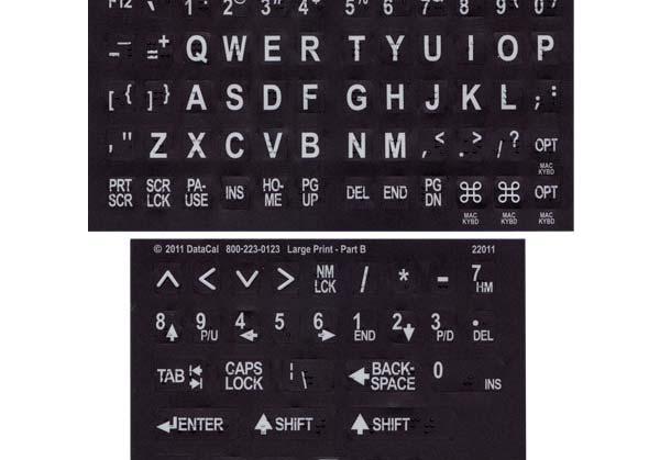 201012 $11.00 Keyboard Label Kit Bold Large Print - White on Black 201011 $22.00 Keyboard Label Kit Braille/Large Print - White on Black 103017 $1.