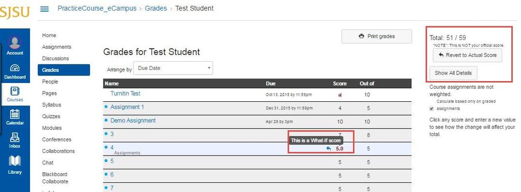 Grades: 1. Grades are found on the left panel under the Course Homepage for students to view their grades in the course from assignments, quizzes, and exams. 2.