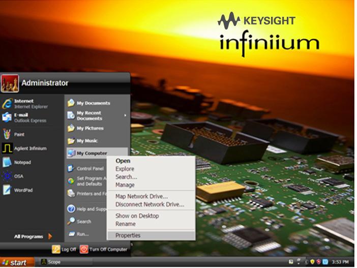 02 Keysight N2753A and N2754A Windows XP to Windows 7 Upgrade Kits - Configuration Guide All new Infiniium 9000, 90000, and 90000-X oscilloscopes now ship standard with Microsoft Windows 7 operating