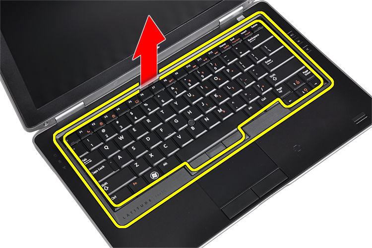 Press along the sides of the keyboard trim until it clicks in place. 3. Install the battery. 4.