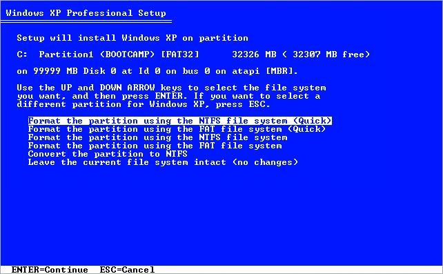Formatting the Windows Partition Even though Boot Camp pre-formats the Windows partition, this partition can t be used to boot the computer.