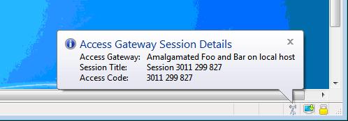 When you have connected to an Access Gateway session, the SysMan Remote Control client displays a small indicator at the right-hand side of the status bar.