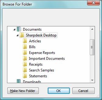 Click Browse to display the Browse for Folder screen where you can select the target folder. After selecting your folder, click OK.