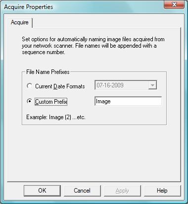 Override Scanner File Name Settings This option lets you rename files received from a scanner. Click Details to display the Acquire Properties screen.