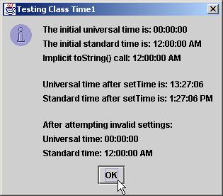 36 37 System.exit( 0 ); 38 } 39 40 } // end class TimeTest1 TimeTest1.java 7 Implementing a Abstract Data Type with a Class We introduce classes Time1 and TimeTest Time1.