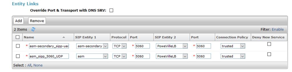 5.1. Configure SIP Entity and Entity Links Navigate to Routing SIP Entity. Select New to add a SIP entity for PowerVille LB.