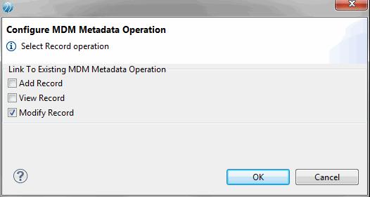 Similarly for the Modify Client page, select Link to Metadata Operation from the Menu Action column.