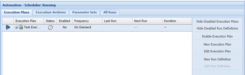 Lavastorm Analytics Engine 6.1.1: 9. Scheduling graph runs 9.6 Enabling an execution plan or a run definition An execution plan will not run until it has been enabled.