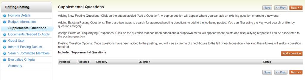 Adding Screening Questions Posting Specific (screening) Questions are individual questions that can be