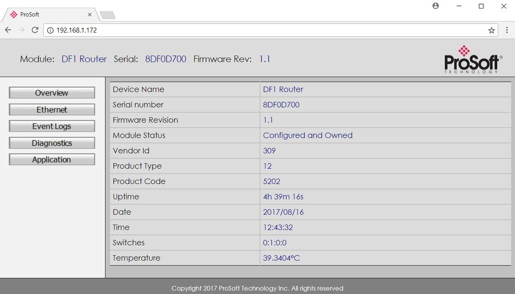 Diagnostics 5.5. WEB SERVER The PLX51-DF1-ENI provides a web server allowing a user without the PLX50 Configuration Utility or RSLogix 5000 to view various diagnostics of the module.