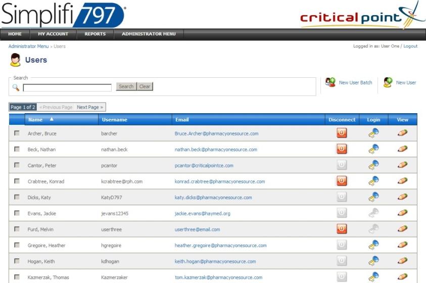 CriticalPoint Manual IP Simplifi 797 Administrator Menu If you are an administrative user, you will have some extra choices on your dashboard.