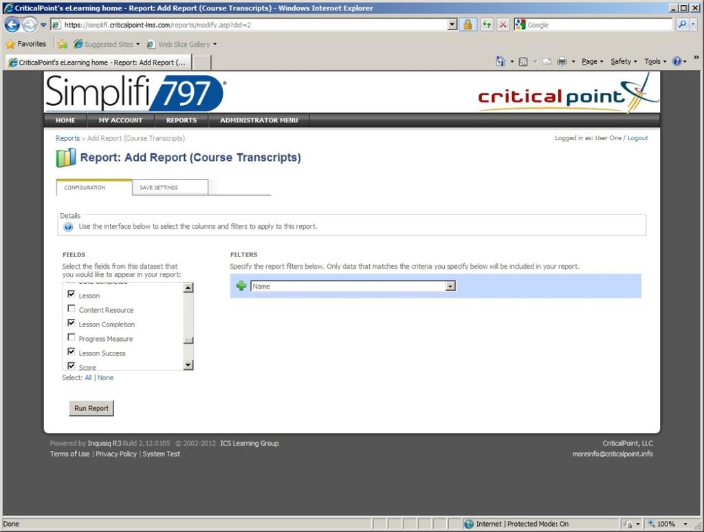 Simplifi 797 IP CriticalPoint Manual Figure 12 Depending on the search size, the time taken to create the report will vary.