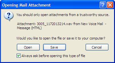 4.Double-click the.wav file attachment on the email. 5.