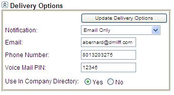Update Delivery Options This Web Access user option allows the user to update their own Delivery options. 1.