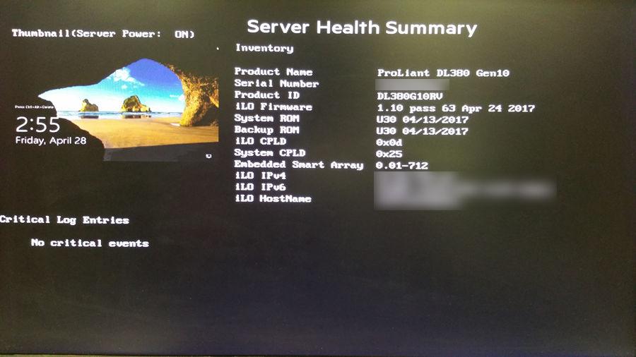 2. Press the UID button again to close the Server Health Summary screen. Server Health Summary details Server screen thumbnail A thumbnail image of the server screen.
