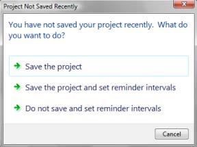 Setting Up Projects Saving Project Files Revit does not auto-save project files.