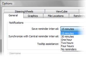 default. You can change the reminder interval setting using the Options dialog box.