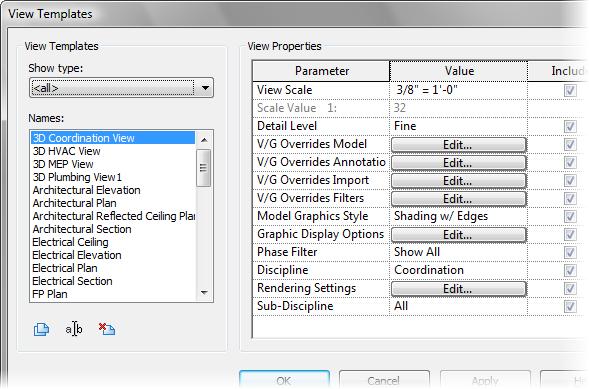 Managing Views View Templates View templates contain the standard settings of a view.