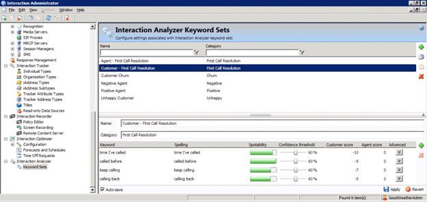 2. Next, Keyword Sets are assigned to a Workgroup configuration in Interaction Administrator.