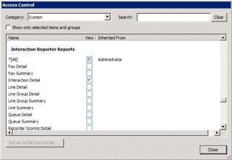 I3_ATTR_RIGHT_VIEW_HISTORICAL_REPORTS Close button Dismisses the Interaction Details dialog. Interaction node The table below summarizes data items displayed when the Interaction node is selected.