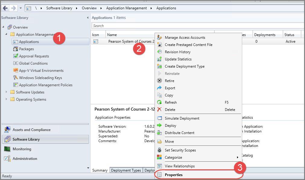 SCCM, the Pearson System of Courses app has to be first configured on the SCCM Server.