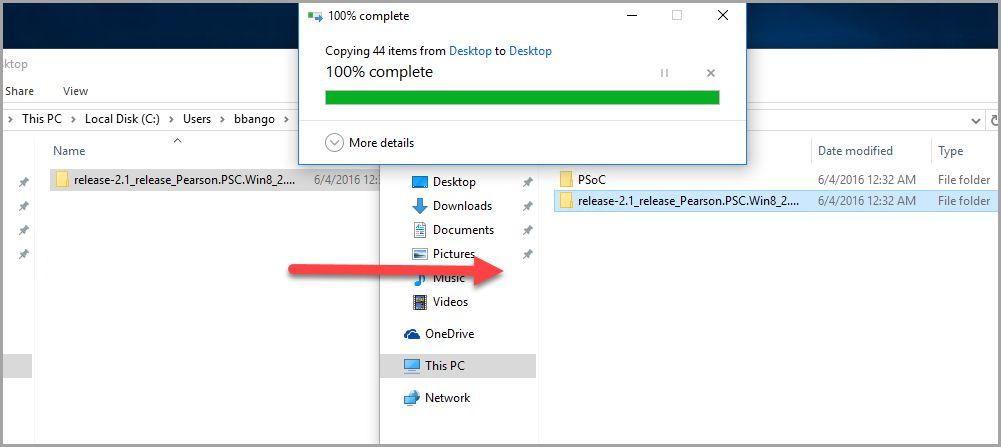 12.Next, copy the Pearson System of Courses package folder you downloaded and extracted in Step 10 (release-n.n_...) to the USB drive as shown in Figure 10 below.