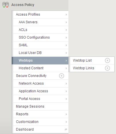 1. On the management portal console, click Main > Access Policy
