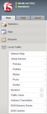 1. On the management portal console, on the Main tab, click Local Traffic >