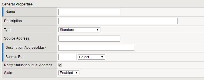 Under General Properties, complete the following fields: Name Destination
