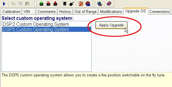 Select which operating system upgrade you wish to apply (only choose