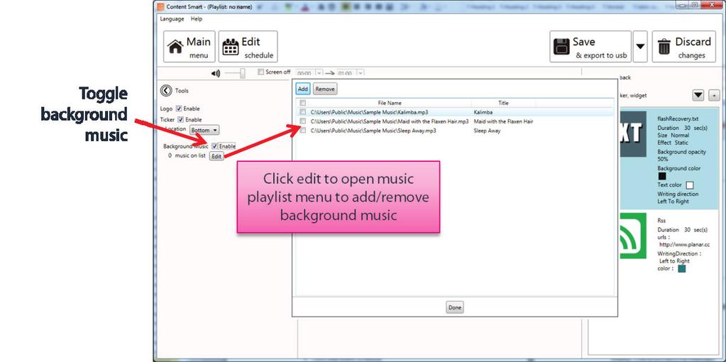 13 Adding background music Background music only works with images or Microsoft PowerPoint presentations.