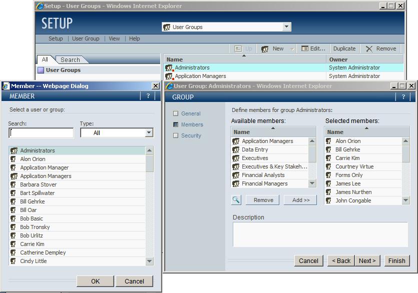 C. User Group wizard for selecting Users or Contacts Searching with?
