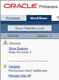 Task details for a manual decision would appear with its name, decision question, performer, and Manager sign off link, similar to the